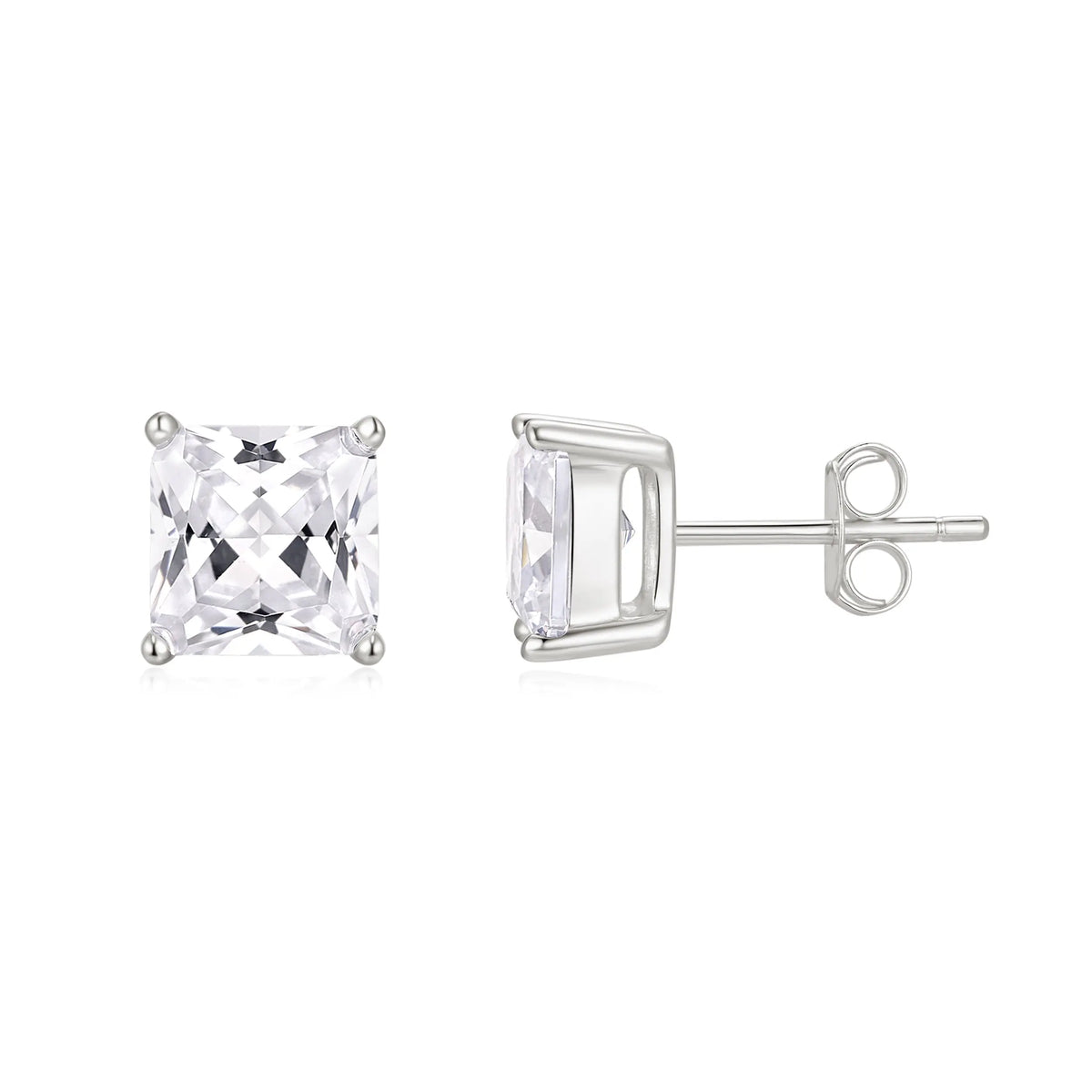 Sterling Silver Cubic Zirconia 7mm Stud Earrings