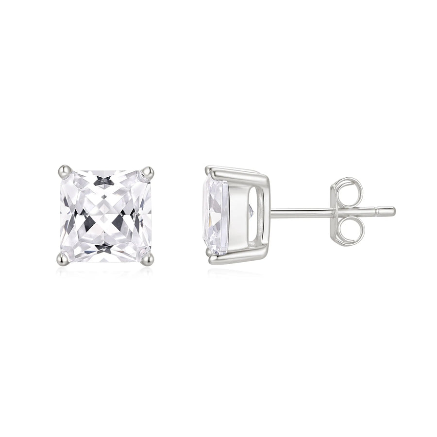 Sterling Silver Cubic Zirconia 7mm Stud Earrings