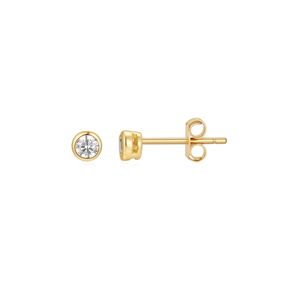 Sterling Silver Cubic Zirconia 4mm Gold Plated Stud Earrings