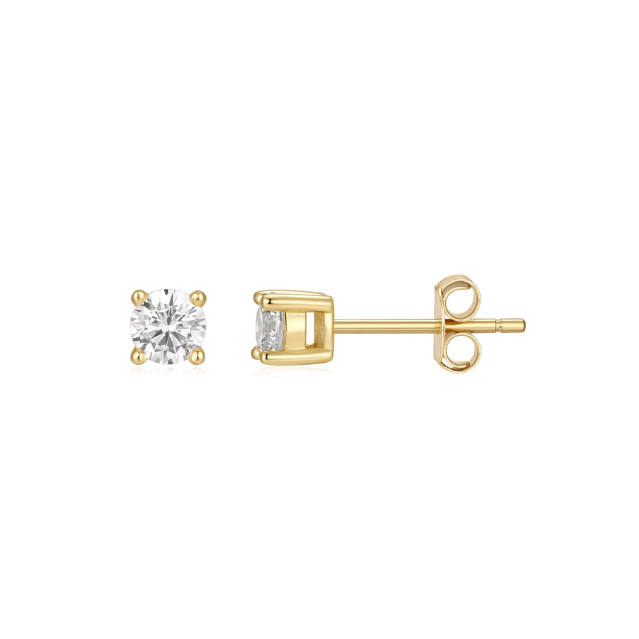Sterling Silver Cubic Zirconia Gold Plated 4mm Stud Earrings