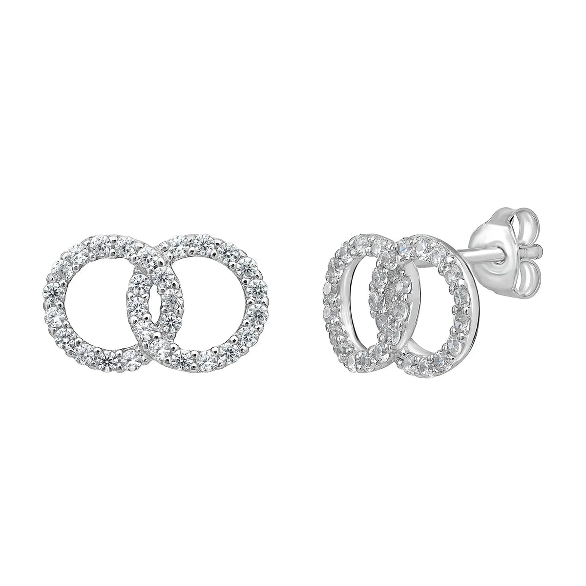 Sterling Silver Cubic Zirconia Circle Earrings