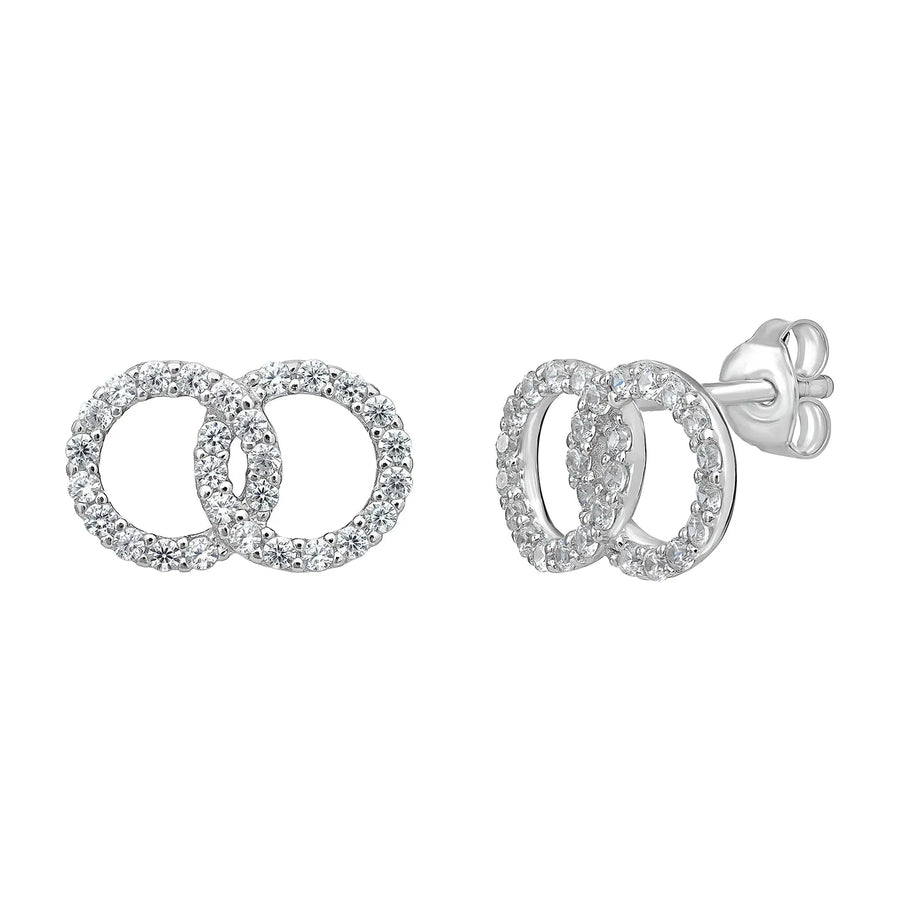 Sterling Silver Cubic Zirconia Circle Earrings