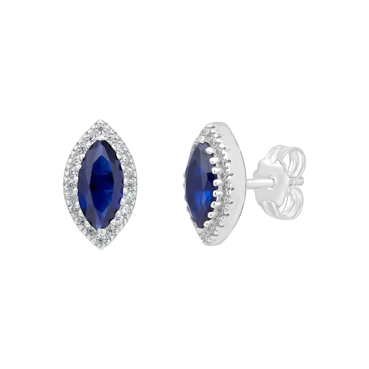 Sterling Silver Cubic Zirconia Sapphire Earrings