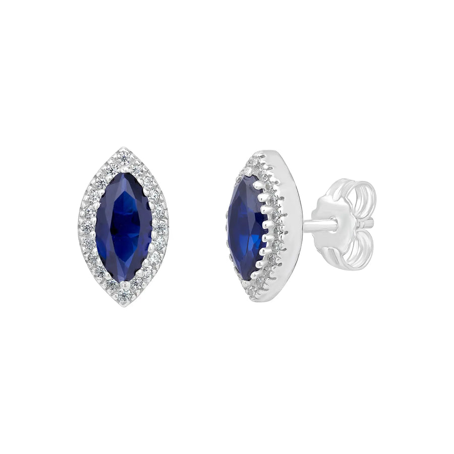 Sterling Silver Cubic Zirconia Sapphire Earrings