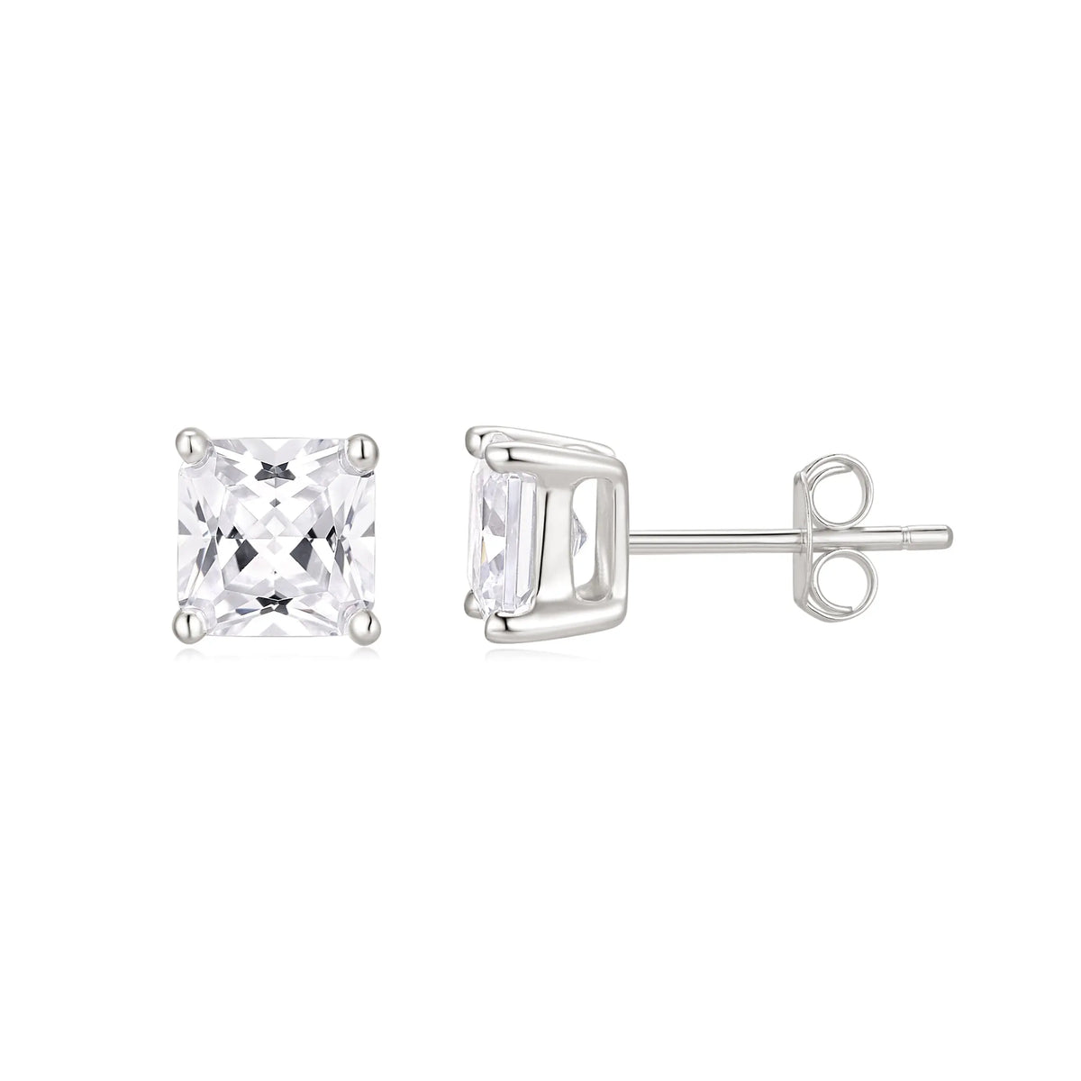 Sterling Silver Cubic Zirconia 6mm Stud Earrings