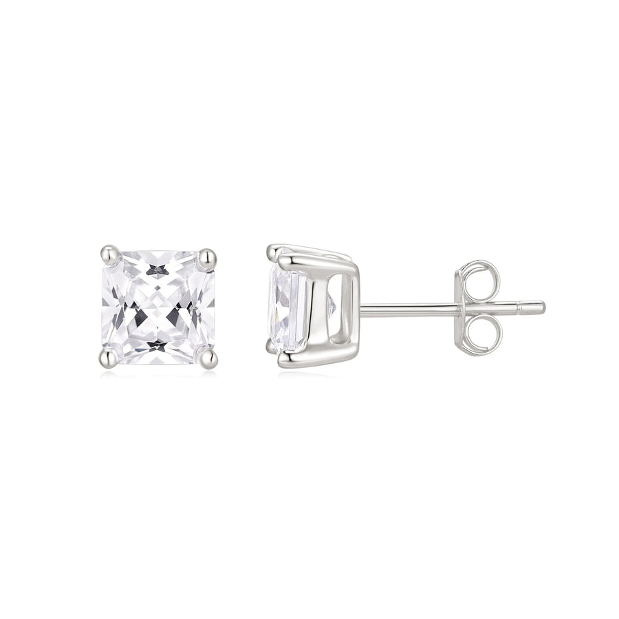 Sterling Silver Cubic Zirconia 6mm Stud Earrings