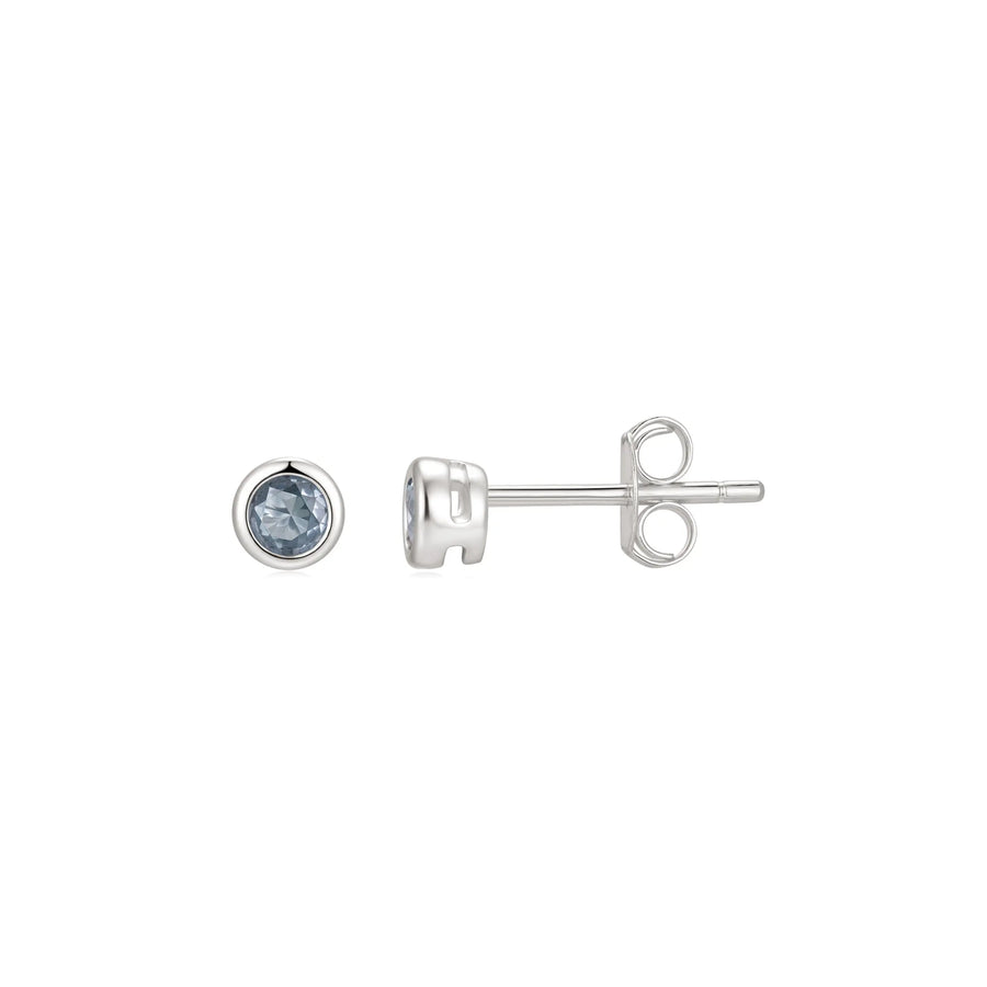 Sterling Silver Cubic Zirconia 4mm Aquamarine Stud Earrings