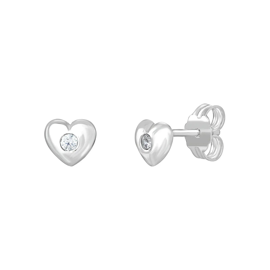 Sterling Silver Cubic Zirconia Heart Earrings