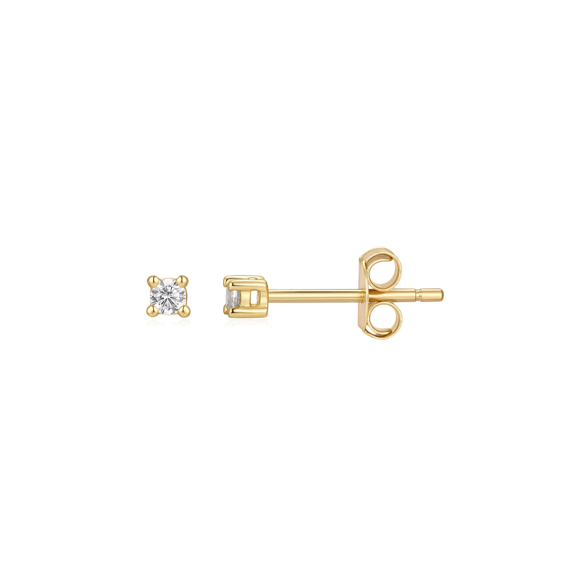 Sterling Silver Cubic Zirconia Gold Plated 2mm Stud Earrings