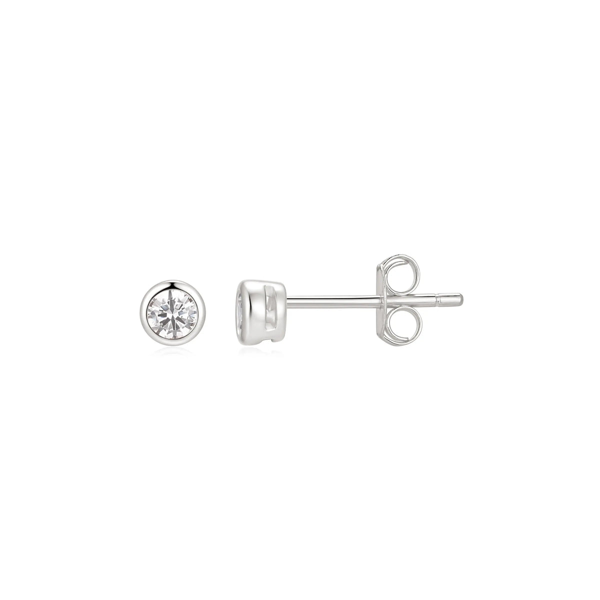 Sterling Silver Cubic Zirconia 4mm Stud Earrings