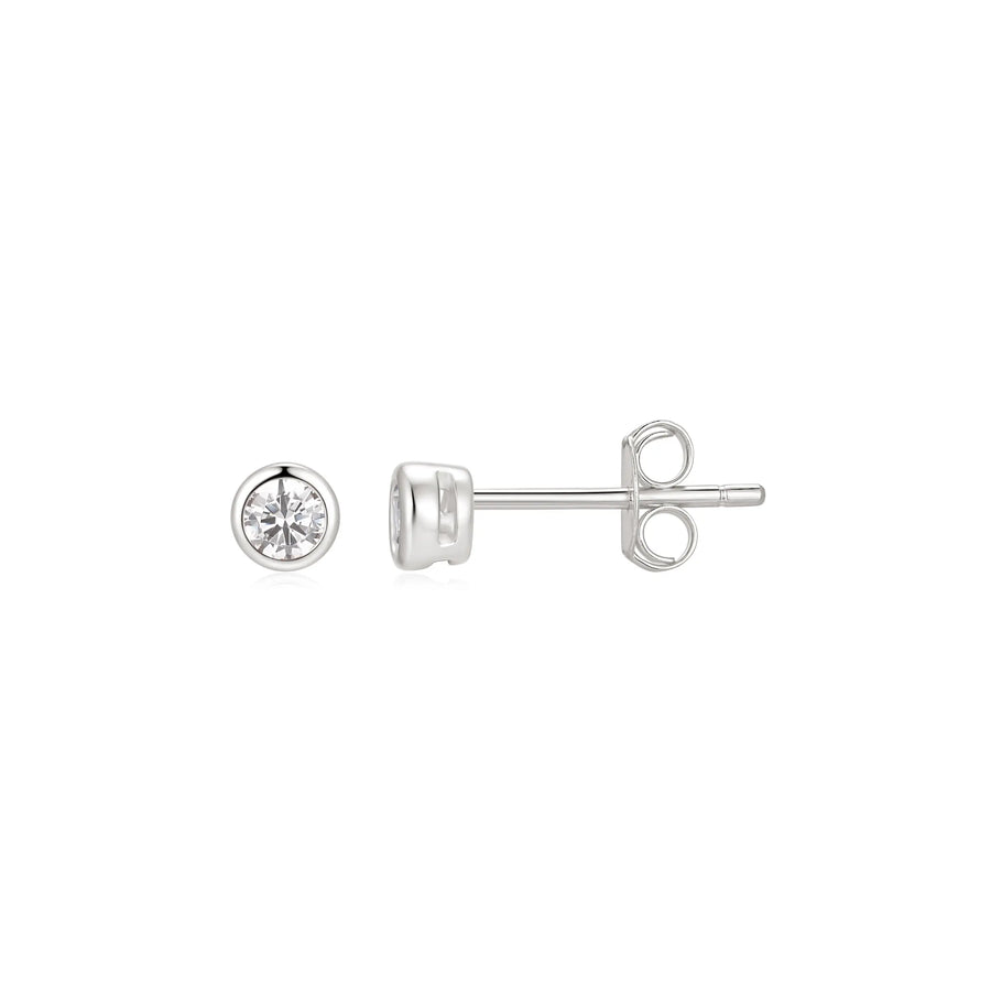 Sterling Silver Cubic Zirconia 4mm Stud Earrings
