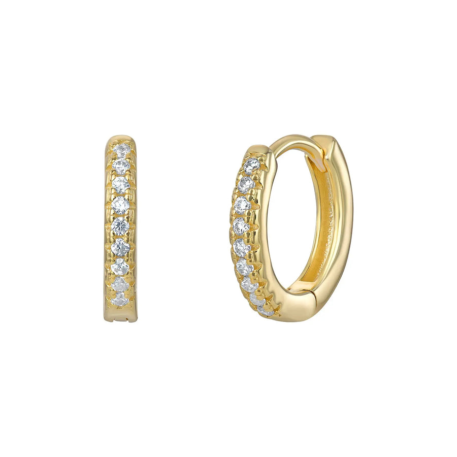 Sterling Silver Gold Plated Cubic Zirconia Hinged Hoop Earrings