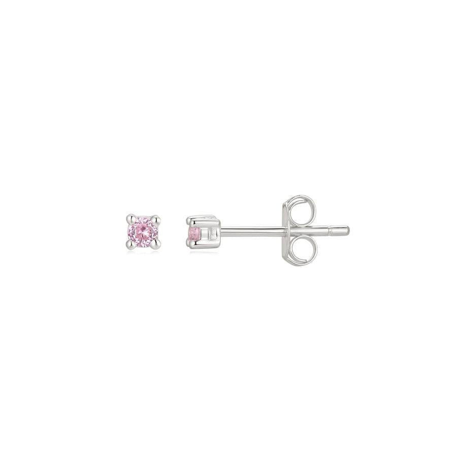 Sterling Silver Cubic Zirconia 2mm Pink Stud Earrings
