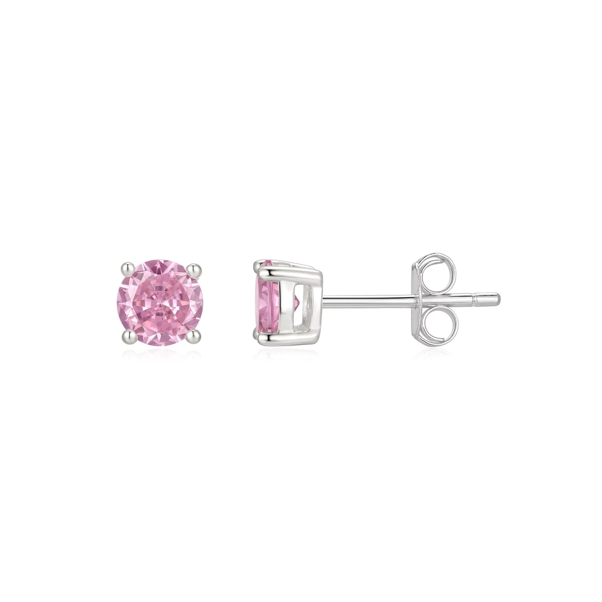 Sterling Silver Cubic Zirconia 5mm Pink Stud Earrings