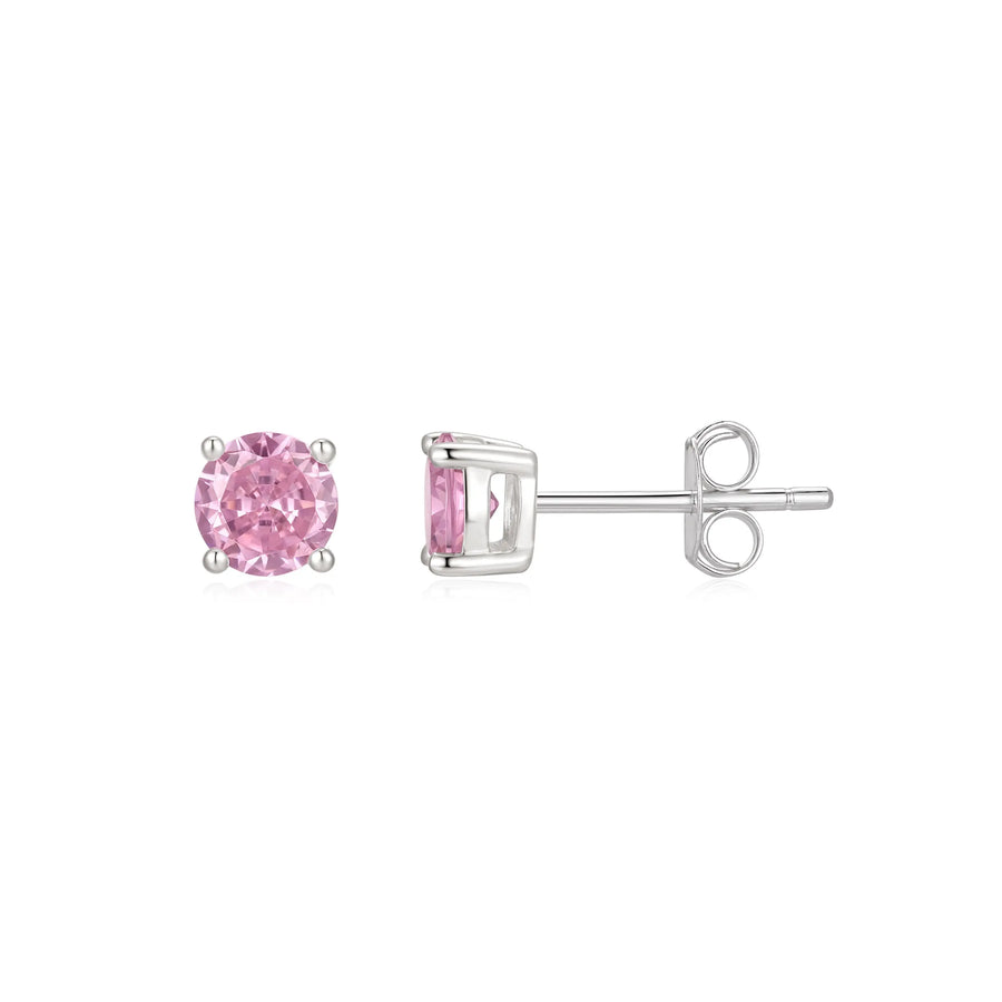 Sterling Silver Cubic Zirconia 5mm Pink Stud Earrings
