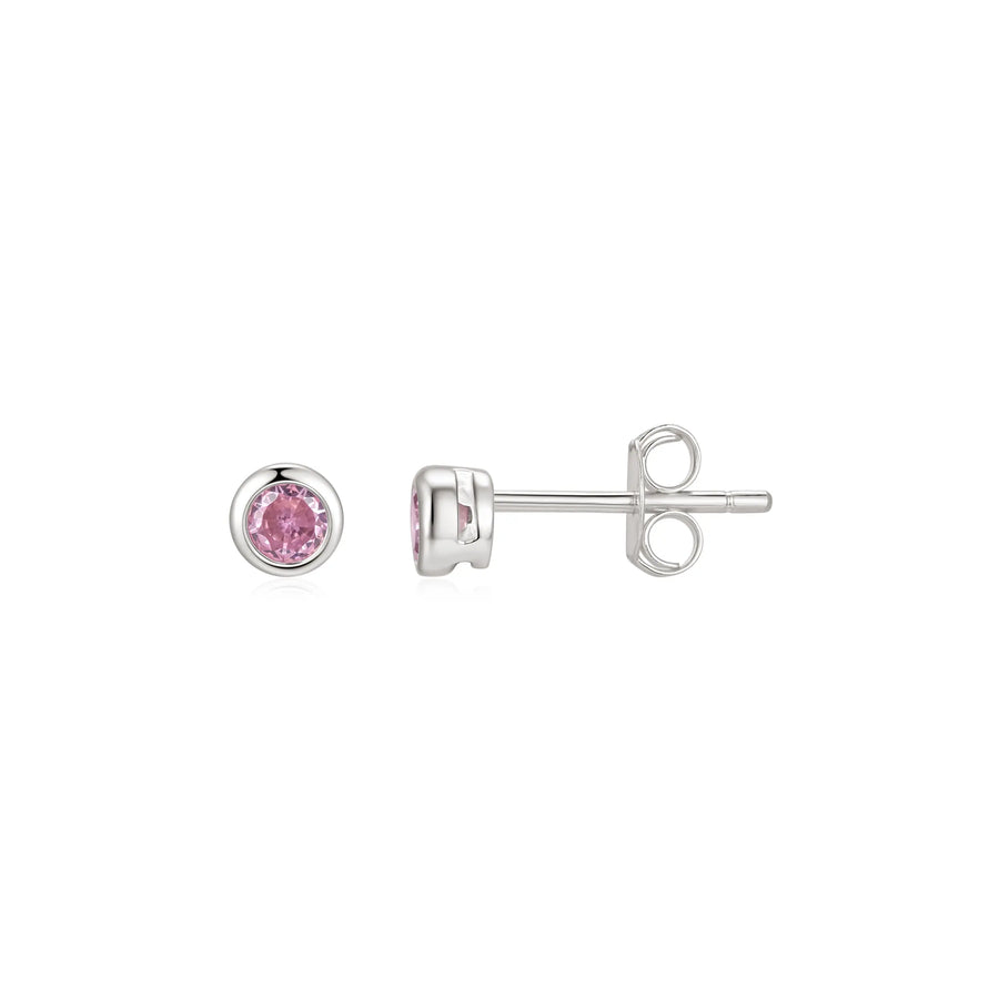 Sterling Silver Cubic Zirconia 4mm Pink Stud Earrings