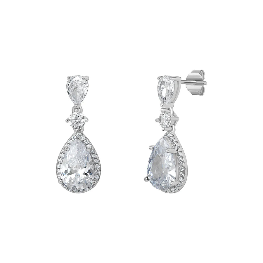 Sterling Silver Cubic Zirconia Drop Style Earrings