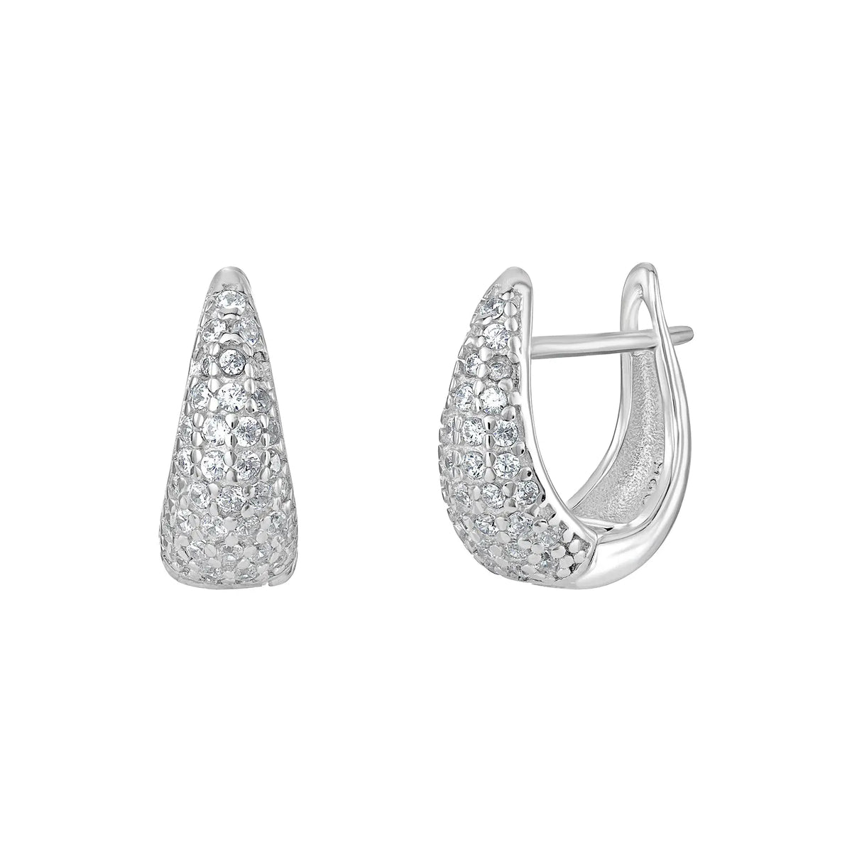 Sterling Silver Cubic Zirconia Hinged Hoop Earrings – SE505C