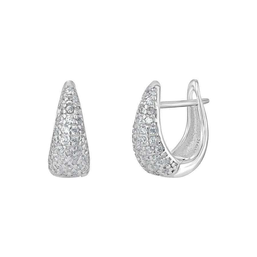 Sterling Silver Cubic Zirconia Hinged Hoop Earrings – SE505C