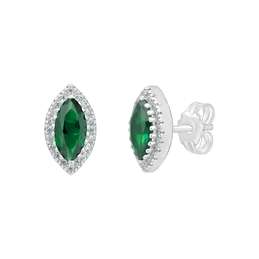 Sterling Silver Cubic Zirconia Emerald Earrings – SE507B
