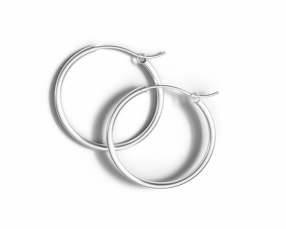 Sterling Silver 30mm Hinged Hoop Earrings