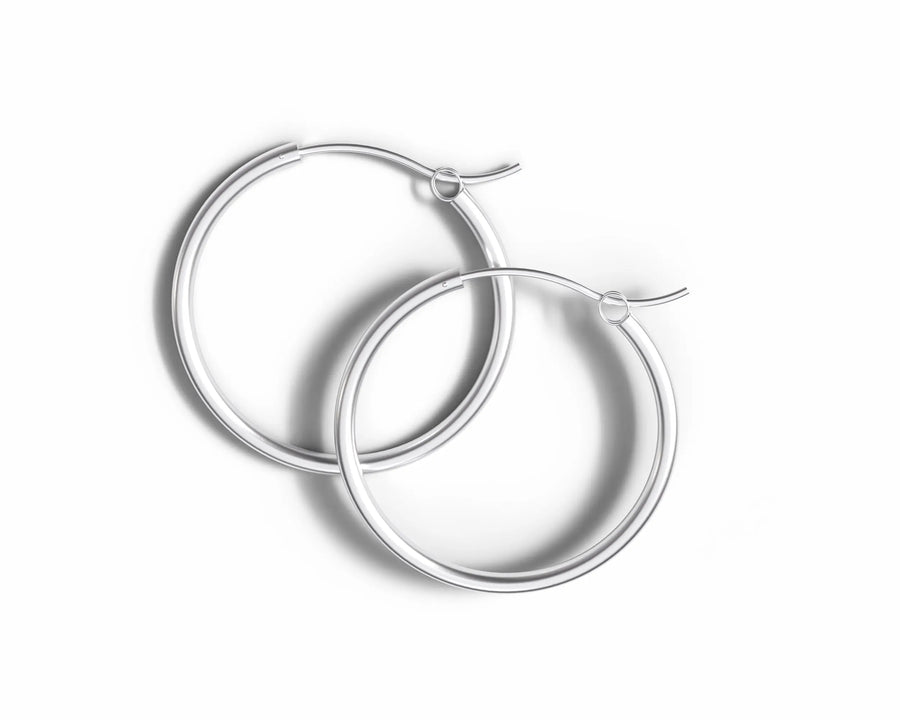 Sterling Silver 30mm Hinged Hoop Earrings