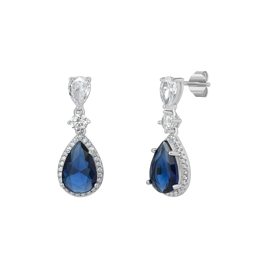 Sterling Silver Cubic Zirconia Sapphire Drop Earrings – SE628B