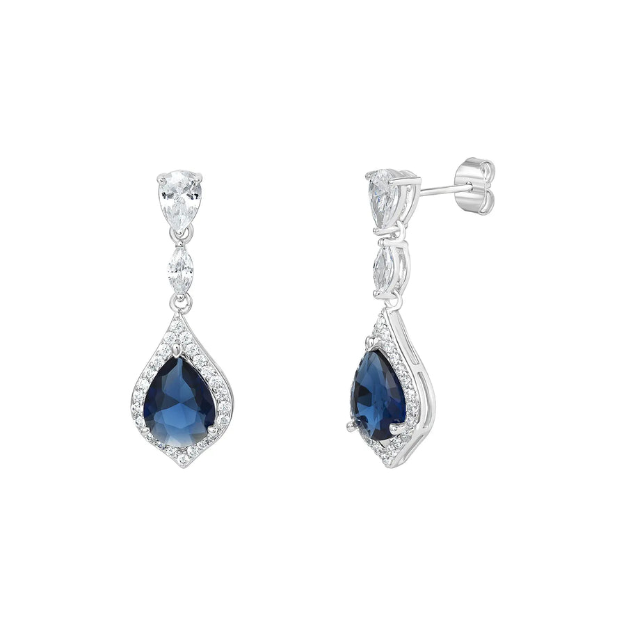 Sterling Silver Cubic Zirconia Sapphire Drop Earrings – SE804B