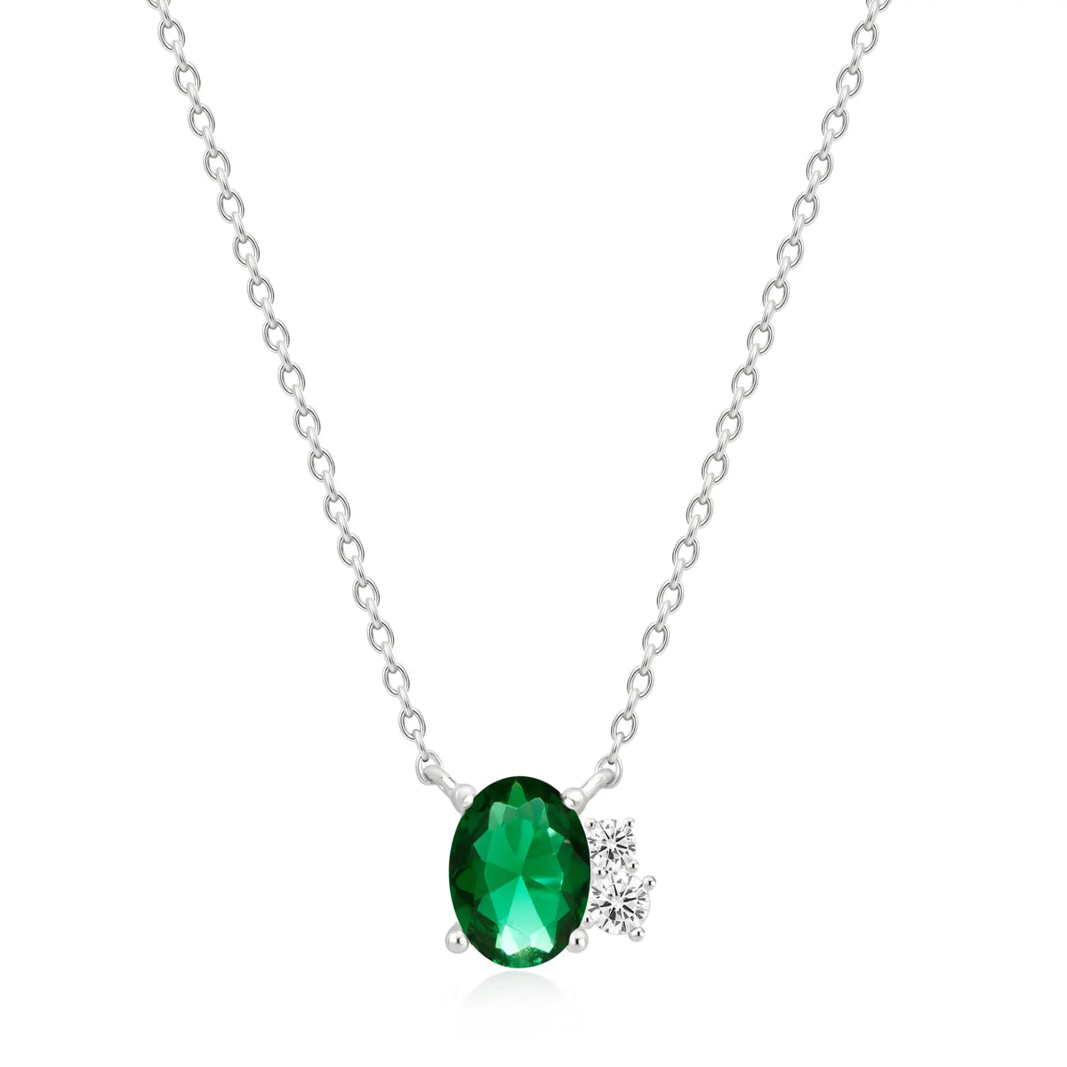 Sterling Silver Green Cubic Zirconia Necklace