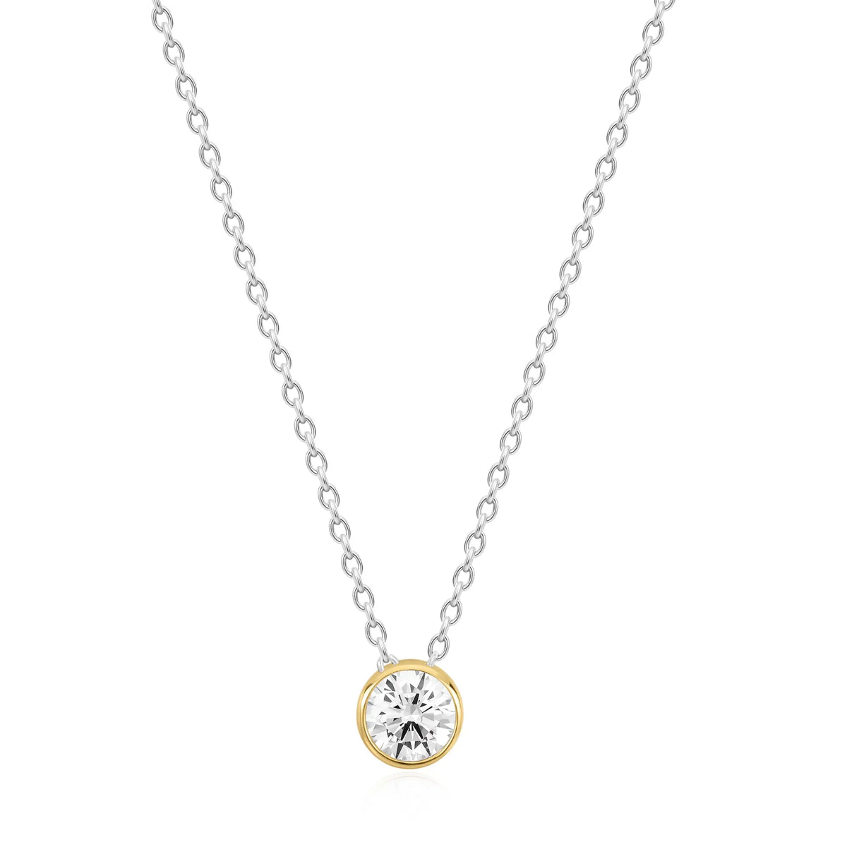 Sterling Silver Cubic Zirconia Gold Pendant Necklace