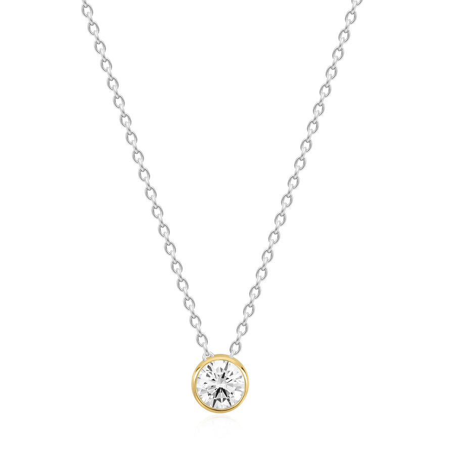 Sterling Silver Cubic Zirconia Gold Pendant Necklace