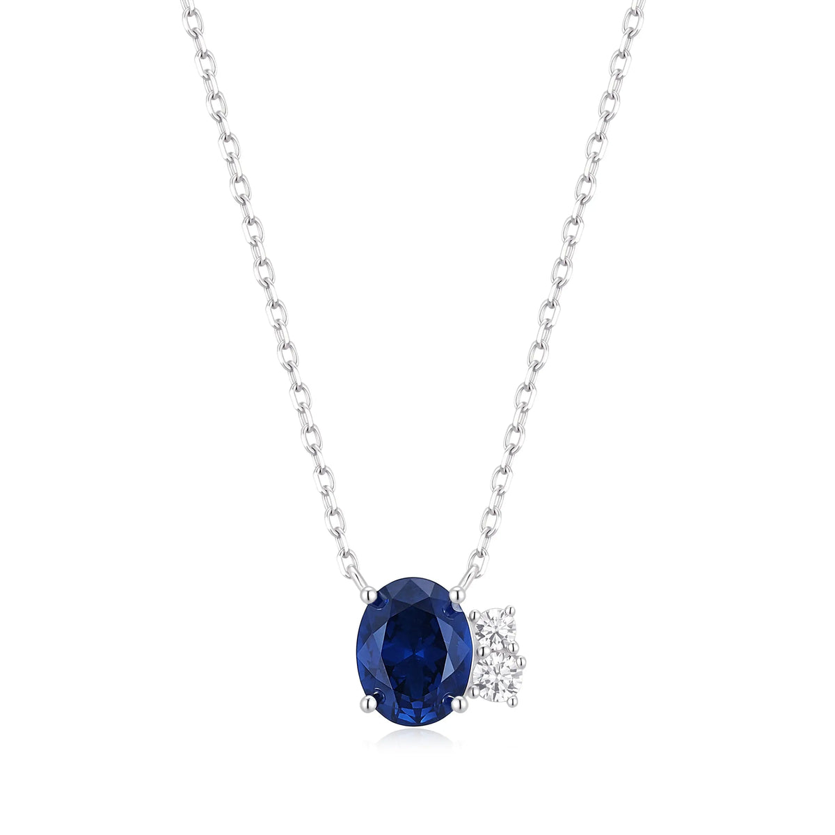 Sterling Silver Cubic Zirconia Sapphire Necklace