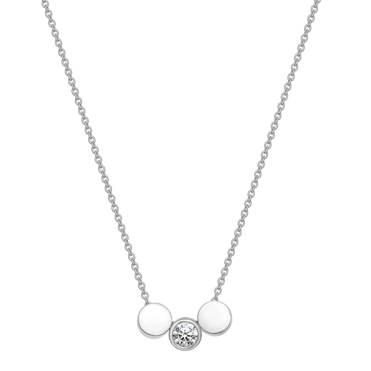 Sterling Silver Cubic Zirconia Circle Movable Necklace