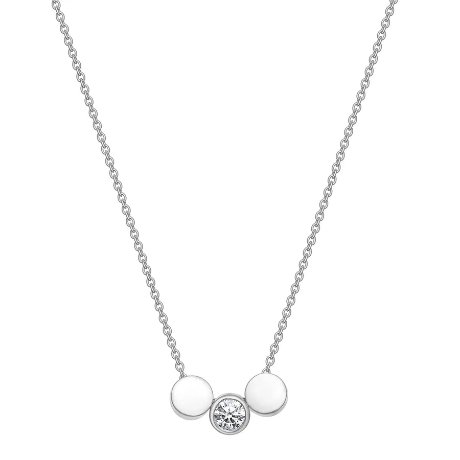 Sterling Silver Cubic Zirconia Circle Movable Necklace