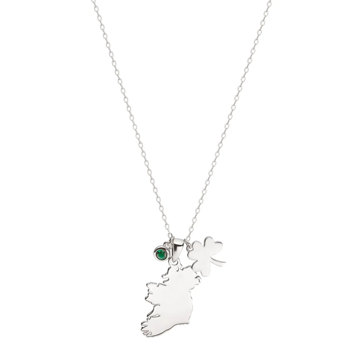 Sterling Silver Ireland Map Necklace with Charms