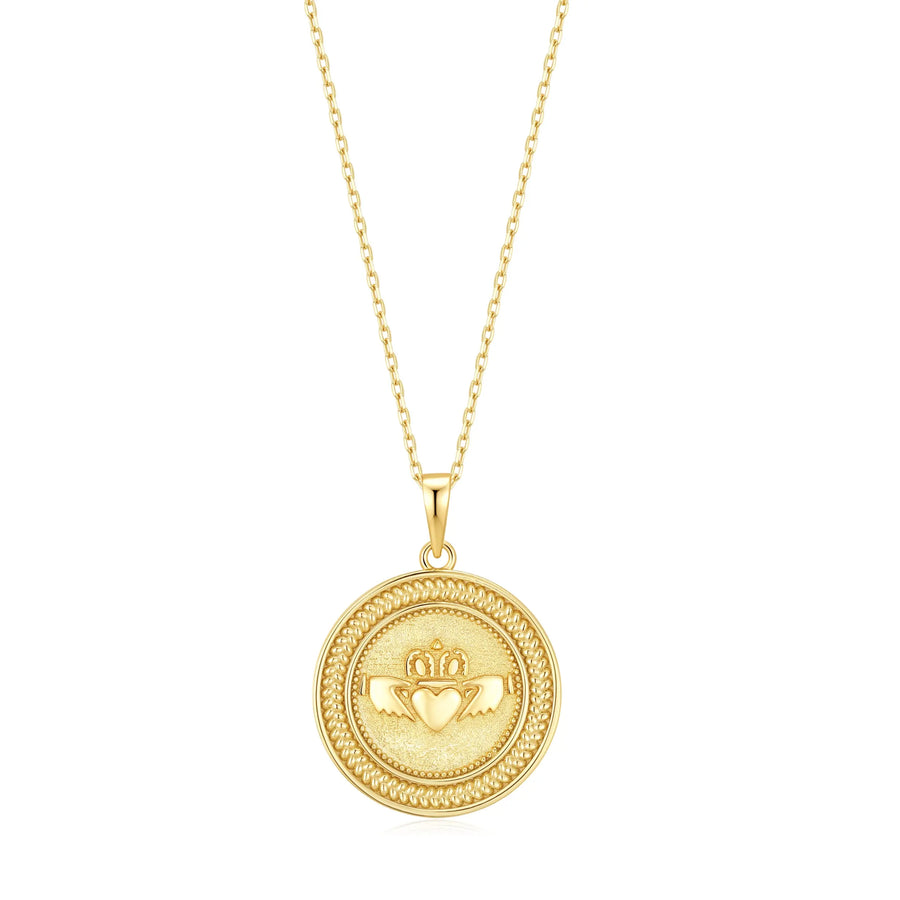 Sterling Silver Gold Plated Claddagh Necklace