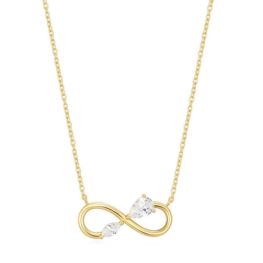Sterling Silver Cubic Zirconia Gold Plated Infinity Necklace