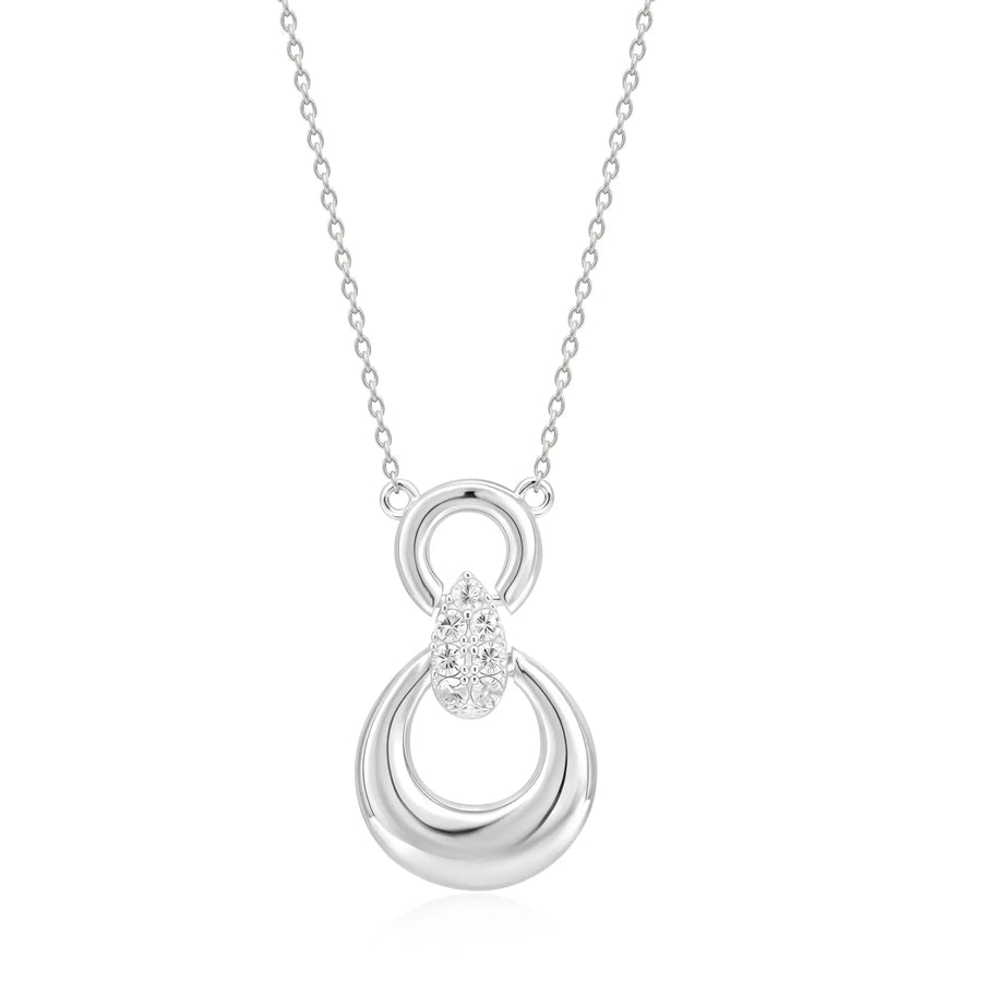 Sterling Silver Cubic Zirconia Fancy Drop Necklace