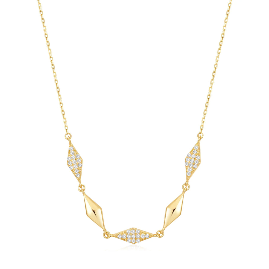 Sterling Silver Cubic Zirconia Gold Plated Classic Style Necklace