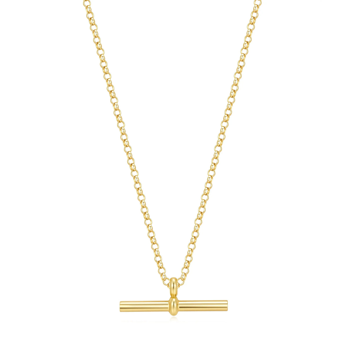 Sterling Silver Gold Plated T-Bar Necklace