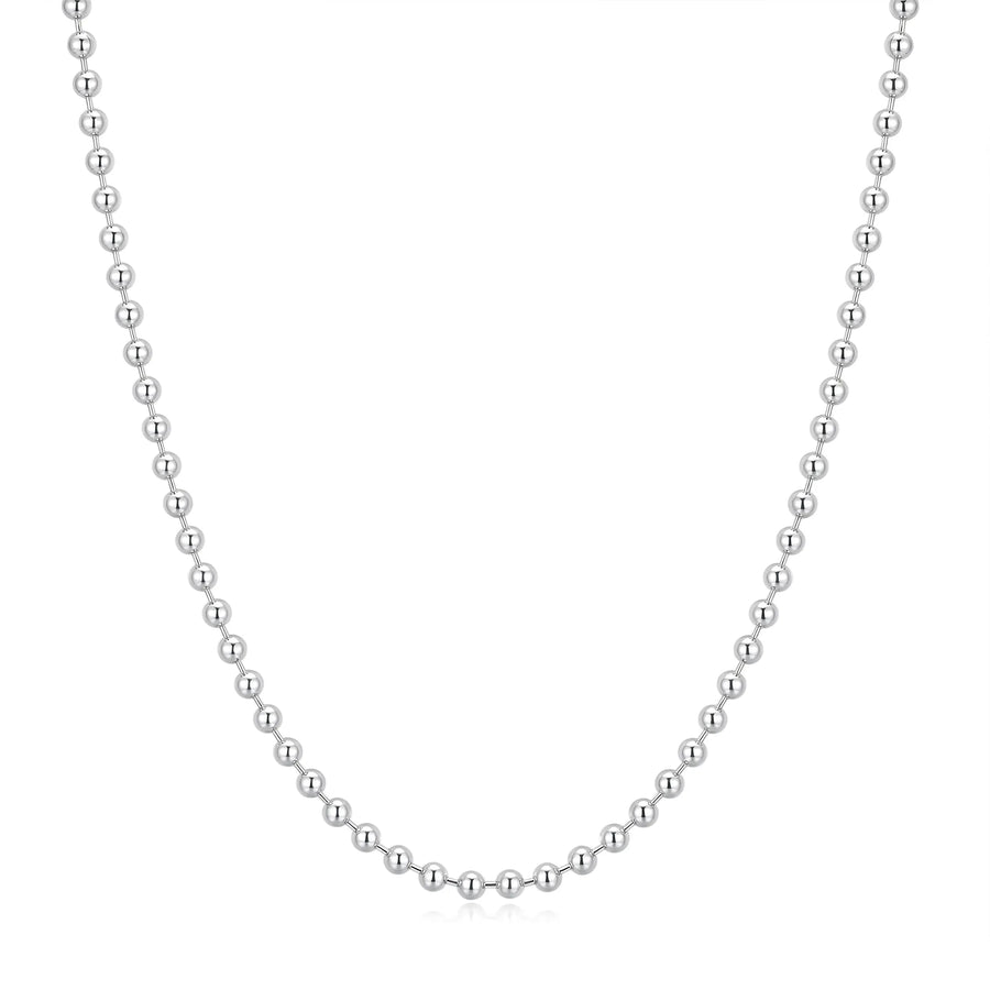 Sterling Silver Beaded Necklace 40cm – 3mm 925 Silver Chain