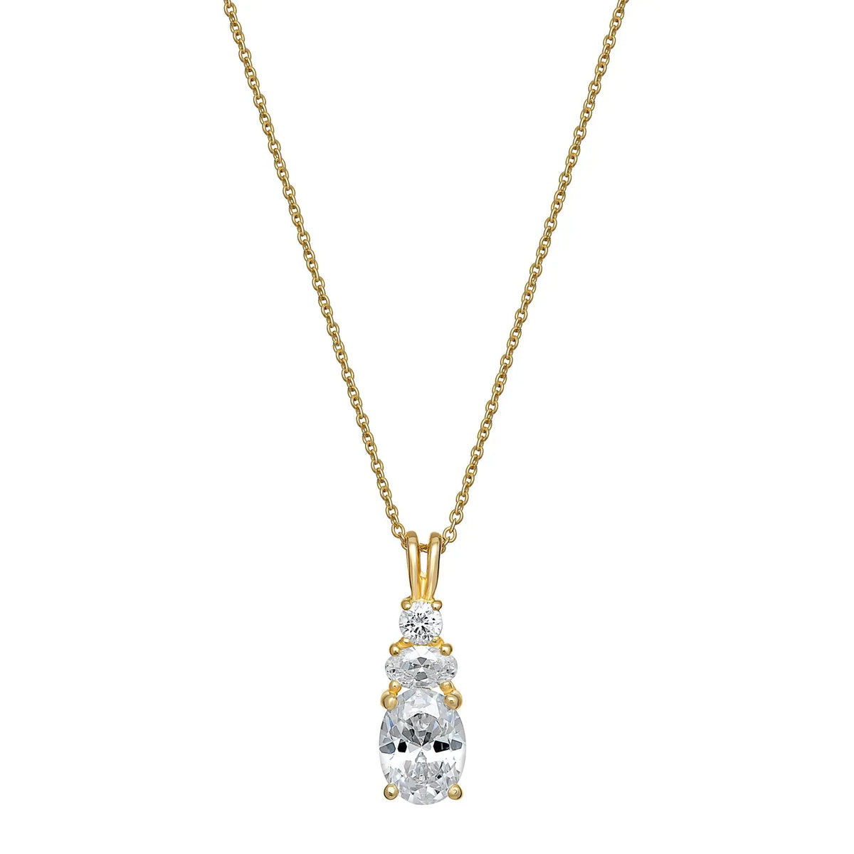 Sterling Silver Cubic Zirconia Gold Plated Necklace