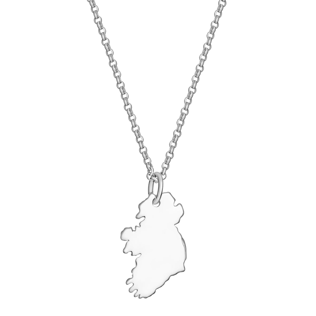 Sterling Silver 18 Inch Ireland Map Necklace