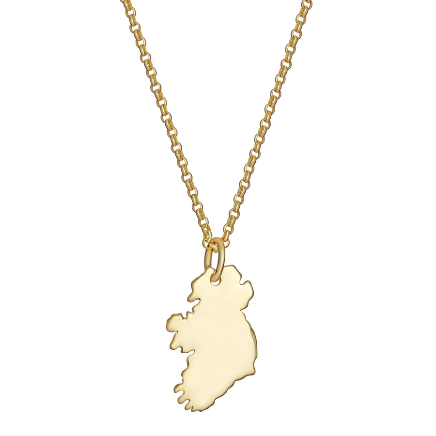 Sterling Silver Gold Plated 18 Inch Ireland Map Necklace