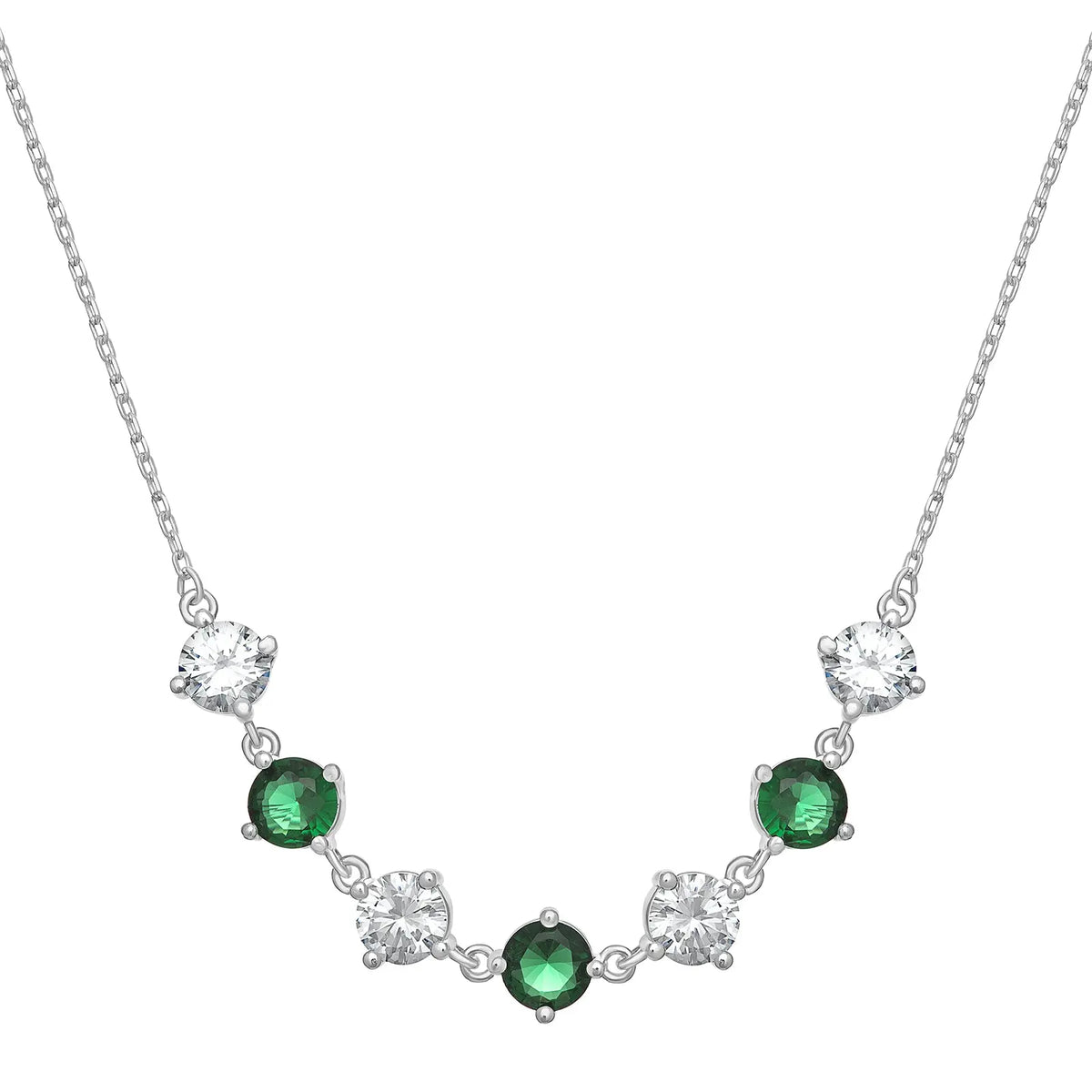 Sterling Silver Cubic Zirconia Emerald Necklace