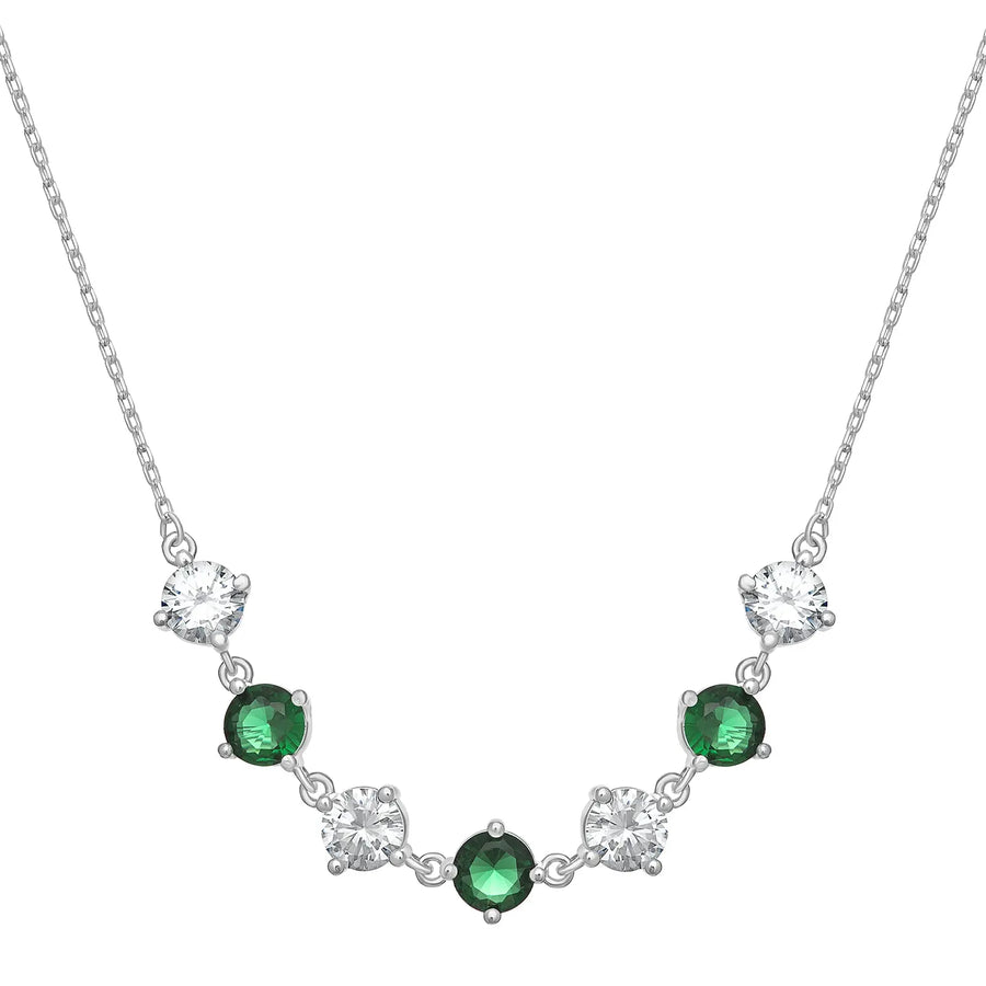 Sterling Silver Cubic Zirconia Emerald Necklace