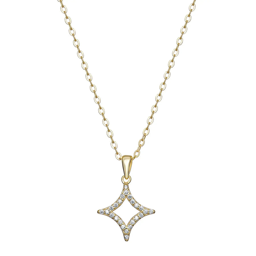 Sterling Silver Cubic Zirconia Gold Plated Star Necklace