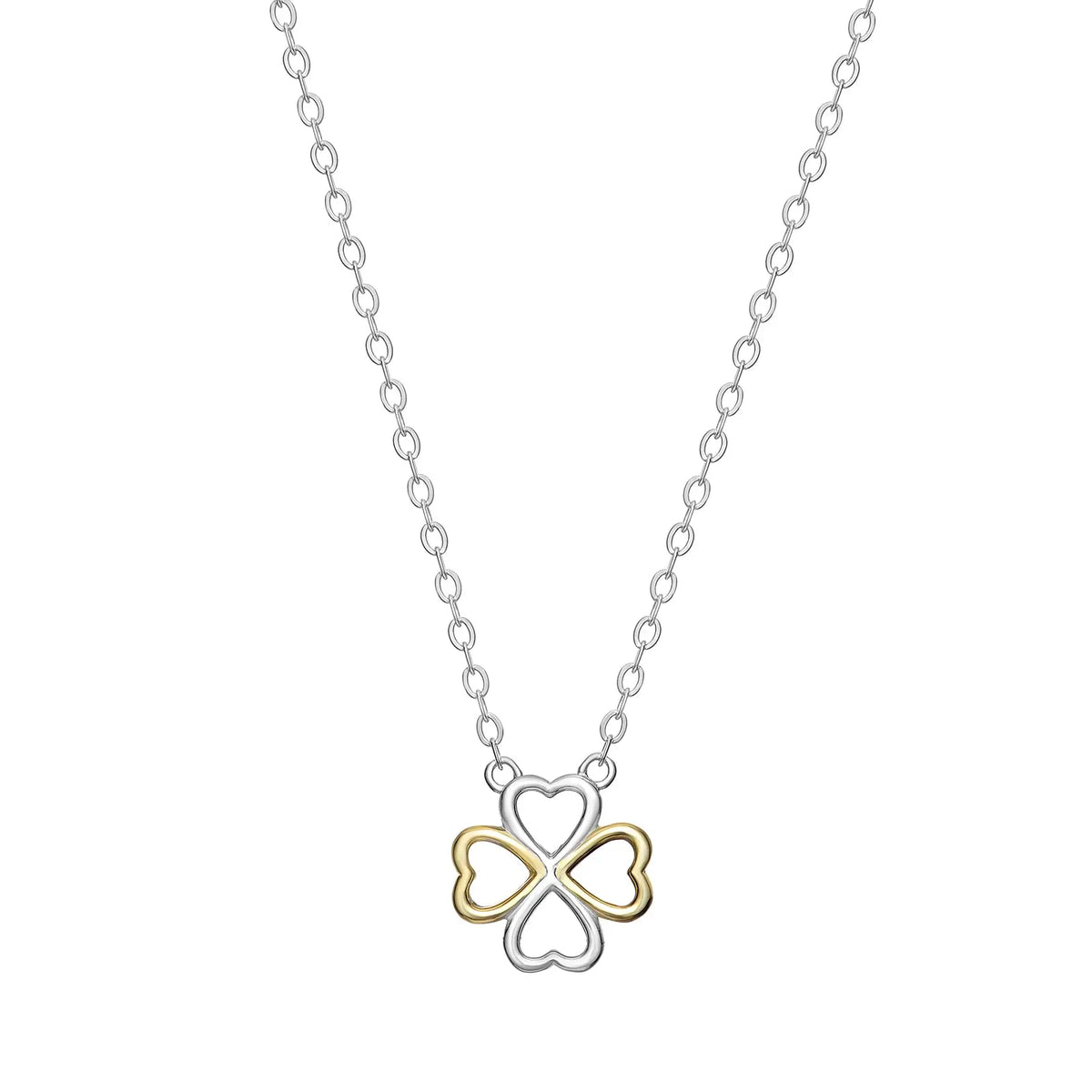 Sterling Silver Heart Clover Necklace