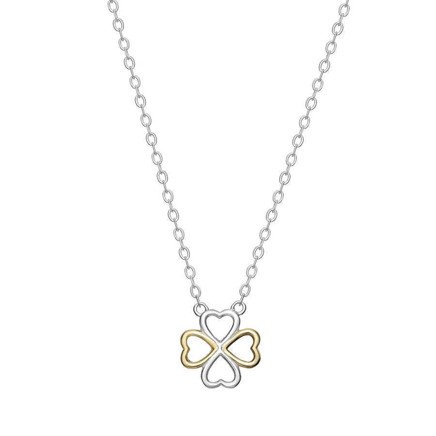Sterling Silver Heart Clover Necklace