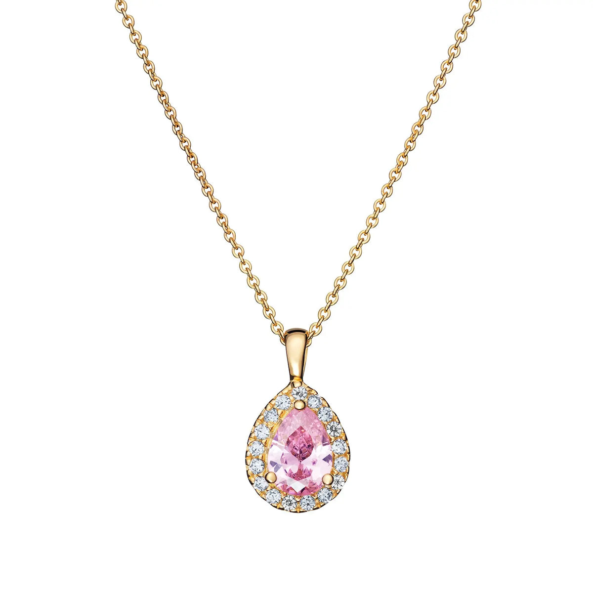 Sterling Silver Cubic Zirconia Pink Teardrop Pendant